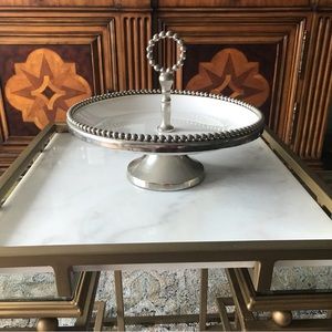 Silver and White Pedestal Food Dessert  Server Display